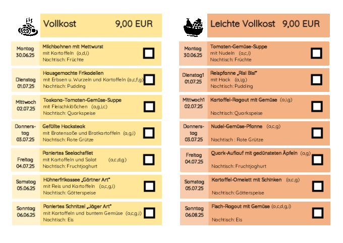 Speiseplan: Essen auf Rädern