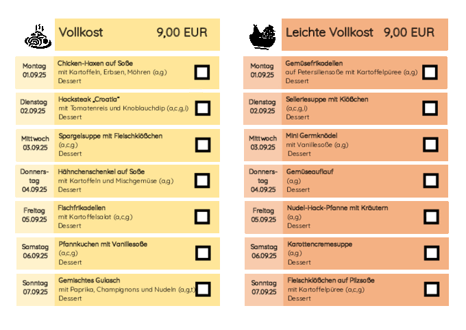 Speiseplan: Essen auf Rädern